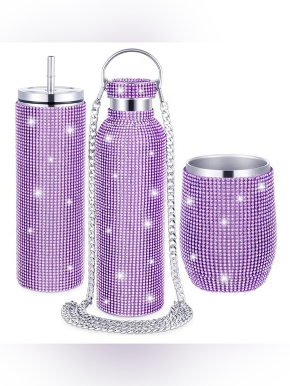 Nordstrom Purple Rhinestone Drinkware Set